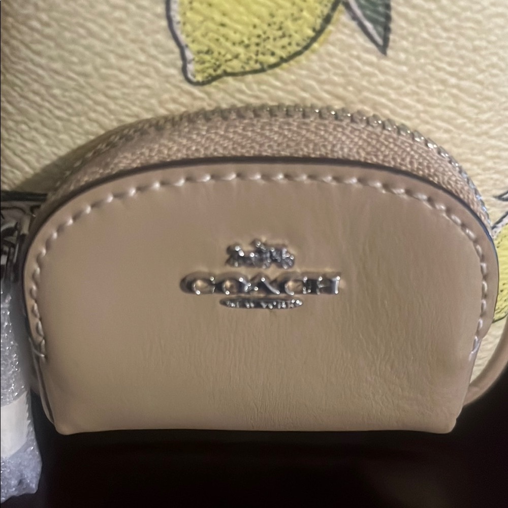 Coach Yellow Lemon Pattern Backpack Keyring Nwt - image 3